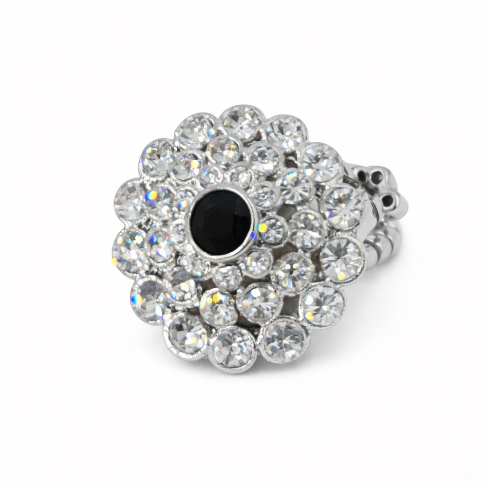 Stretch‎ Ring Silver Tone Rhinestone Cocktail Adjustable Women's Fashion Jewelry